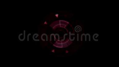 接口数据装载机暗红色圆形与光轮。 阿尔法频道。